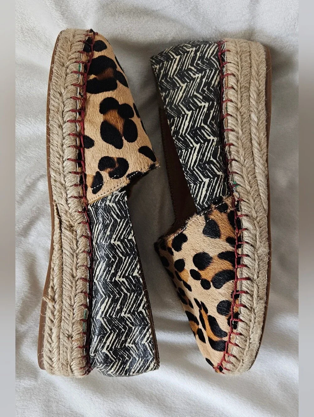 Soft Surroundings Leopard & Geometric Print Espadrilles in Tan & Black - Size 7M
